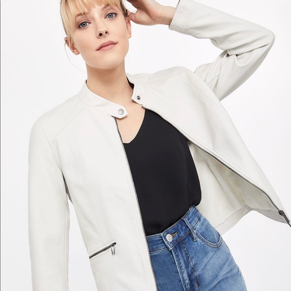 Faux Leather Moto Jacket Powder Blue XS - Picture 4 of 6